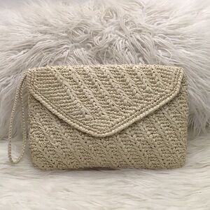 Elegant Cream Woven Clutch